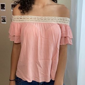 Pink off the shoulder top